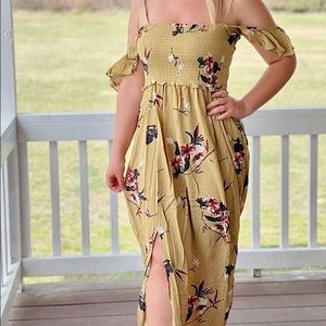 Smocked floral maxi dress